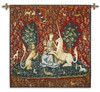 The Lady and The Unicorn - Sight | Woven Tapestry Wall Art Hanging | Historic Middle Ages Tapestry Reproduction | 100% Cotton USA Size 53x48 Wall Tapestry