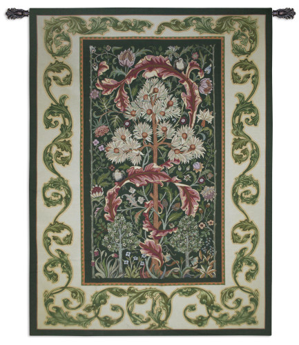 Acanthus Forest by William Morris | Woven Tapestry Wall Art Hanging | Lush Blooming Foliage with Nestling Birds | 100% Cotton USA Size 80x60 Wall Tapestry