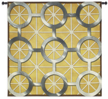 Network | Woven Tapestry Wall Art Hanging | Simplistic Metal Geometry Design on Soft Yellow | 100% Cotton USA Size 53x53 Wall Tapestry