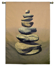 Cairn | Woven Tapestry Wall Art Hanging | Classic Earthy Stone Stack | 100% Cotton USA Size 62x43 Wall Tapestry