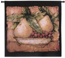Pompeian Pears | Woven Tapestry Wall Art Hanging | Abstract Crackled Fruit Plate Still Life | 100% Cotton USA Size 53x53 Wall Tapestry