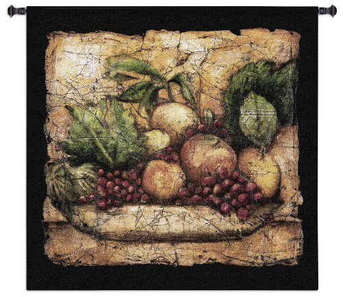 Pompeian Melange | Woven Tapestry Wall Art Hanging | Abstract Crackled Fruit Plate Still Life | 100% Cotton USA Size 53x53 Wall Tapestry