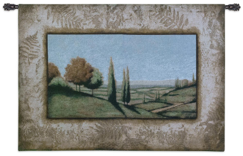 Cypress Vista I by Mark St. John | Woven Tapestry Wall Art Hanging | Minimalist European Countryside Landscape Artwork | 100% Cotton USA Size 53x40 Wall Tapestry