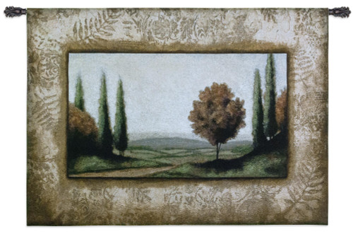 Cypress Vista II by Mark St. John | Woven Tapestry Wall Art Hanging | Minimalist European Countryside Landscape Artwork | 100% Cotton USA Size 53x40 Wall Tapestry