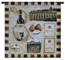 From the Wine Land I | Woven Tapestry Wall Art Hanging | Earthy Impressionist Vineyard Artwork | 100% Cotton USA Size 27x27 Wall Tapestry