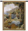 Seaside Terrace | Woven Tapestry Wall Art Hanging | Impressionistic European Seaside Floral Villa Scene | 100% Cotton USA Size 53x41 Wall Tapestry