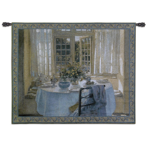 Morning Room | Woven Tapestry Wall Art Hanging | Table at Peaceful Sunlit Breakfast Nook | 100% Cotton USA Size 75x53 Wall Tapestry