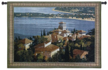Garden on the Cote d'Azur by Max Hayslette | Woven Tapestry Wall Art Hanging | French Riviera Coast Village Rooftop View | 100% Cotton USA Size 53x38 Wall Tapestry