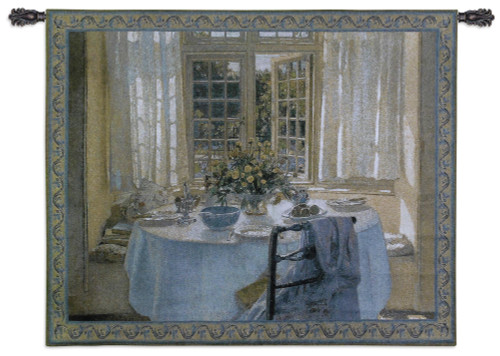 Morning Room | Woven Tapestry Wall Art Hanging | Table at Peaceful Sunlit Breakfast Nook | 100% Cotton USA Size 53x43 Wall Tapestry