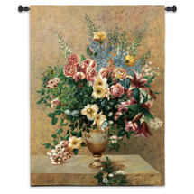 Morning Blossoms by Welby | Woven Tapestry Wall Art Hanging | Extravagant Floral Bouquet Still Life | 100% Cotton USA Size 53x40 Wall Tapestry