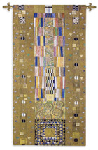 Stoclet Frieze Knight by Gustav Klimt - Stoclet Frieze Series | Woven Tapestry Wall Art Hanging | Geometric Shapes Lush Color Palette Masterpiece | 100% Cotton USA Size 116x53 Wall Tapestry