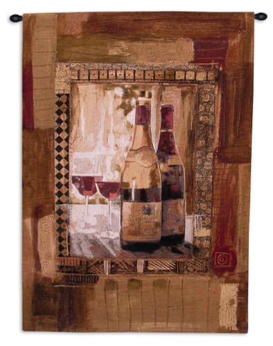 Perfect Vintage II by Rob Heffernan | Woven Tapestry Wall Art Hanging | Contemporary Wine Still Life Lounge Decor | 100% Cotton USA Size 53x37 Wall Tapestry