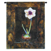 Jewel | Woven Tapestry Wall Art Hanging | Colorful Earthy White Flower Bulb | 100% Cotton USA Size 34x26 Wall Tapestry