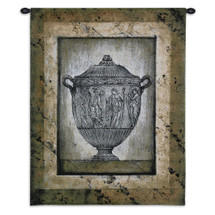Vaso Antico I | Woven Tapestry Wall Art Hanging | Classical Single Roman Vase Centerpiece | 100% Cotton USA Size 32x27 Wall Tapestry