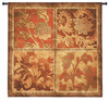 Botanical Scroll | Woven Tapestry Wall Art Hanging | Floral Metallic Filigree Panels Pattern Art | 100% Cotton USA Size 44x44 Wall Tapestry