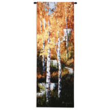 Autumn Birch Falls by Art Fronckowiak | Woven Tapestry Wall Art Hanging | Warm Fall Birch Trees | 100% Cotton USA Size 76x26 Wall Tapestry