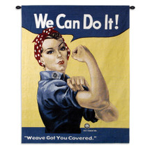 Rosie Riveter | Woven Tapestry Wall Art Hanging | Classic WWII Symbolic Woman Factory Worker | 100% Cotton USA Size 53x38 Wall Tapestry
