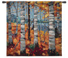 Border View by Graham Forsythe | Woven Tapestry Wall Art Hanging | Impressionistic Warm Autumn Birch Landscape | 100% Cotton USA Size 53x53 Wall Tapestry
