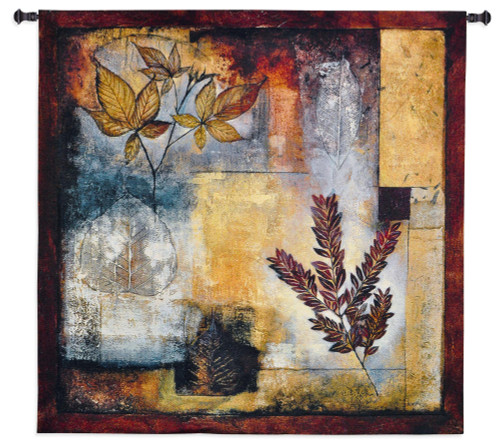 Organic Autumn by Jae Dougall | Woven Tapestry Wall Art Hanging | Abstract Nature Collage an Fall Colors | 100% Cotton USA Size 31x31 Wall Tapestry