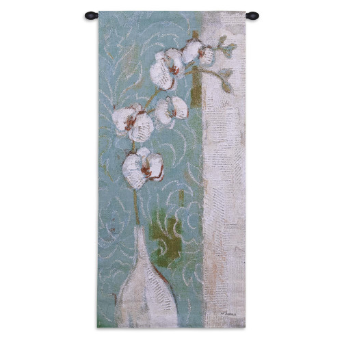 Spa Orchid | Woven Tapestry Wall Art Hanging | Orchids in Vase with Soft Abstract Tones | 100% Cotton USA Size 52x27 Wall Tapestry
