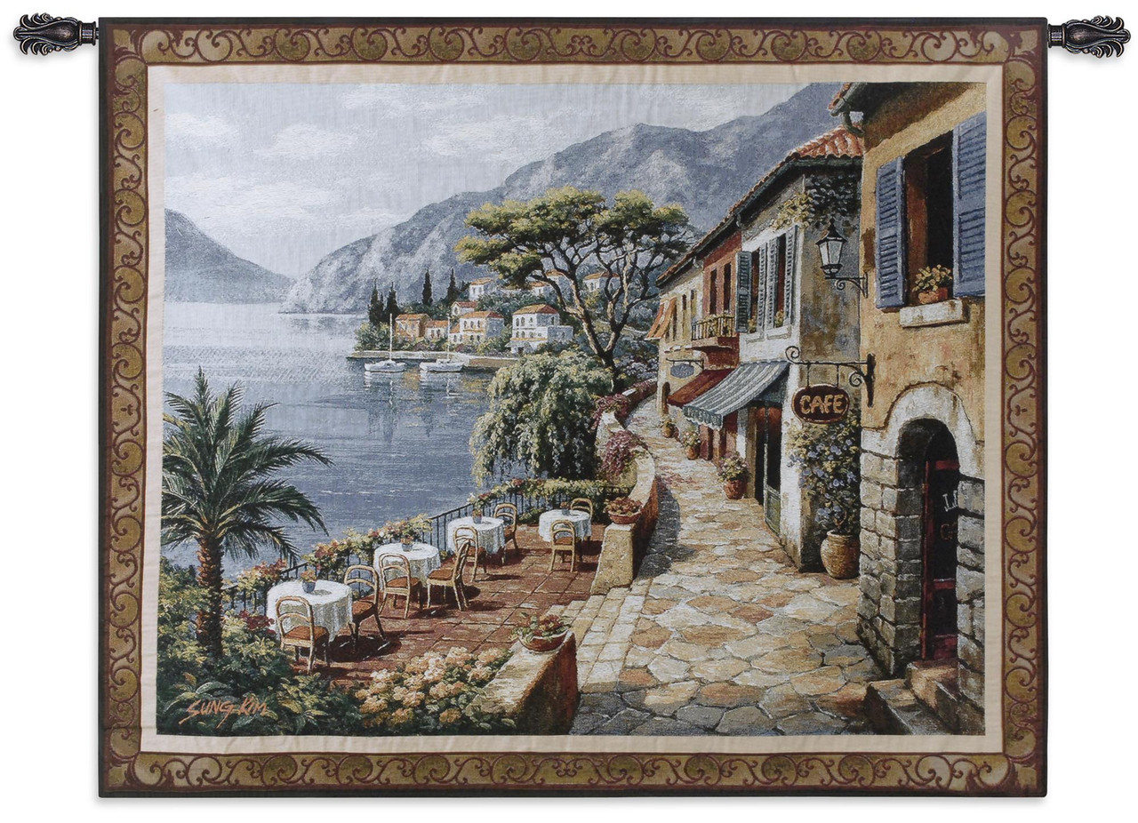 珈琲貴族 A3複製原画 PARADISE-SQUALL- Overlook Cafe II by Sung Kim | Woven Tapestry Wall Art