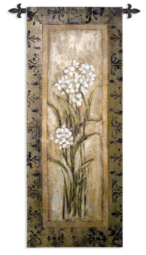 Paperwhite I by Mindeli | Woven Tapestry Wall Art Hanging | White Blooming Narcissus Bulbs | 100% Cotton USA Size 53x22 Wall Tapestry