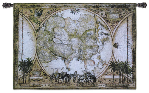 Tropic Of Capricorn | Woven Tapestry Wall Art Hanging | European Exploration Asia Atlas with Zebras | 100% Cotton USA Size 53x40 Wall Tapestry