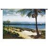 Tropical Coast | Woven Tapestry Wall Art Hanging | Seaside Island Coconut Tree with Sailboats | 100% Cotton USA Size 53x37 Wall Tapestry