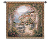 Seaview II | Woven Tapestry Wall Art Hanging | Amalfi View through Arch Italy | 100% Cotton USA Size 53x53 Wall Tapestry