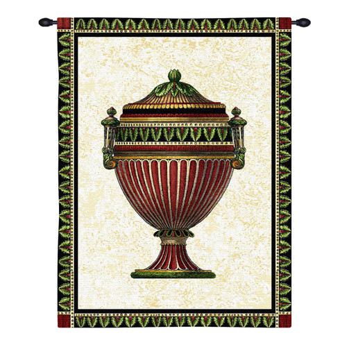 Empire Urn II | Woven Tapestry Wall Art Hanging | Elegant Patterned Vase Still Life in Soft Colors | 100% Cotton USA Size 34x27 Wall Tapestry