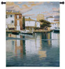 Harbor at Morning Light | Woven Tapestry Wall Art Hanging | Calm Reflective Water at City Port | 100% Cotton USA Size 53x44 Wall Tapestry