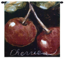 Ripe Cherries by Nicole Etienne | Woven Tapestry Wall Art Hanging | Lush Fruit Still Life Kitchen Decor | 100% Cotton USA Size 35x35 Wall Tapestry