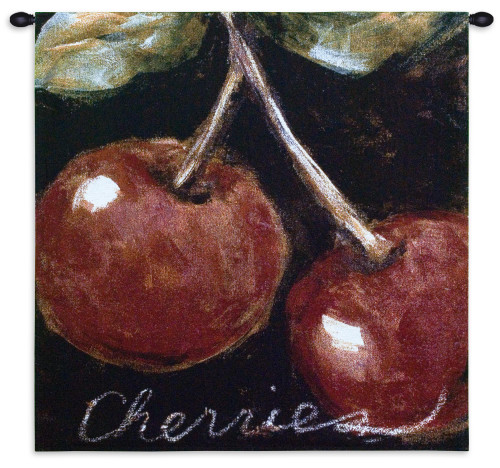 Ripe Cherries by Nicole Etienne | Woven Tapestry Wall Art Hanging | Lush Fruit Still Life Kitchen Decor | 100% Cotton USA Size 35x35 Wall Tapestry