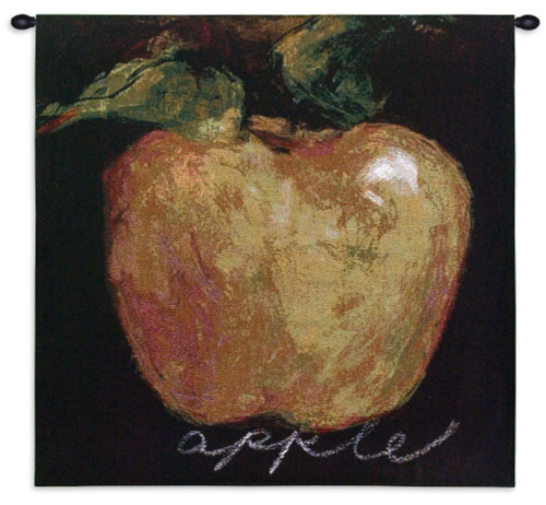 Green Apple by Nicole Etienne | Woven Tapestry Wall Art Hanging | Large Apple Still Life Kitchen Decor | 100% Cotton USA Size 35x35 Wall Tapestry