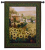 Fields of Gold | Woven Tapestry Wall Art Hanging | Impressionist Sunflowers on European Village Countryside | 100% Cotton USA Size 53x45 Wall Tapestry