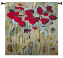 Splash Of Delight by Jennifer Harwood | Woven Tapestry Wall Art Hanging | Abstract Vibrant Roses on Calm Neutral Background | 100% Cotton USA Size 30x30 Wall Tapestry