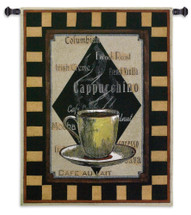 Cappuchino Time I | Woven Tapestry Wall Art Hanging | Warm Antique Coffee Frame Cafe Decor | 100% Cotton USA Size 45x35 Wall Tapestry