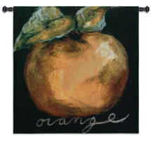 Orange | Woven Tapestry Wall Art Hanging | Large Bold Fruit Decor | 100% Cotton USA Size 35x35 Wall Tapestry