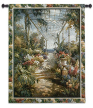 Tropical Breezeway by James Reed | Woven Tapestry Wall Art Hanging | Lush Impressionistic Tropical Garden with Path | 100% Cotton USA Size 53x42 Wall Tapestry