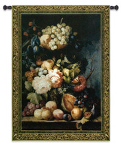 Fruit Medley by Riccardo Bianchi | Woven Tapestry Wall Art Hanging | Fruits And Flower Bouquet Classic Still Life | 100% Cotton USA Size 53x43 Wall Tapestry