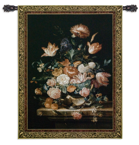 Bouquet of Majesty | Woven Tapestry Wall Art Hanging | Majestic Blooming Floral Centerpiece Still Life | 100% Cotton USA Size 53x43 Wall Tapestry