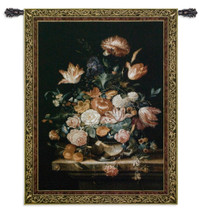 Bouquet of Majesty | Woven Tapestry Wall Art Hanging | Majestic Blooming Floral Centerpiece Still Life | 100% Cotton USA Size 76x53 Wall Tapestry
