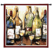 Uncorked | Woven Tapestry Wall Art Hanging | Bold Contemporary Wine Bottles | 100% Cotton USA Size 53x53 Wall Tapestry