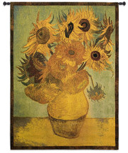 Sunflowers by Vincent van Gogh | Woven Tapestry Wall Art Hanging | Warm Floral Still Life Abstract Masterpiece | 100% Cotton USA Size 53x38 Wall Tapestry