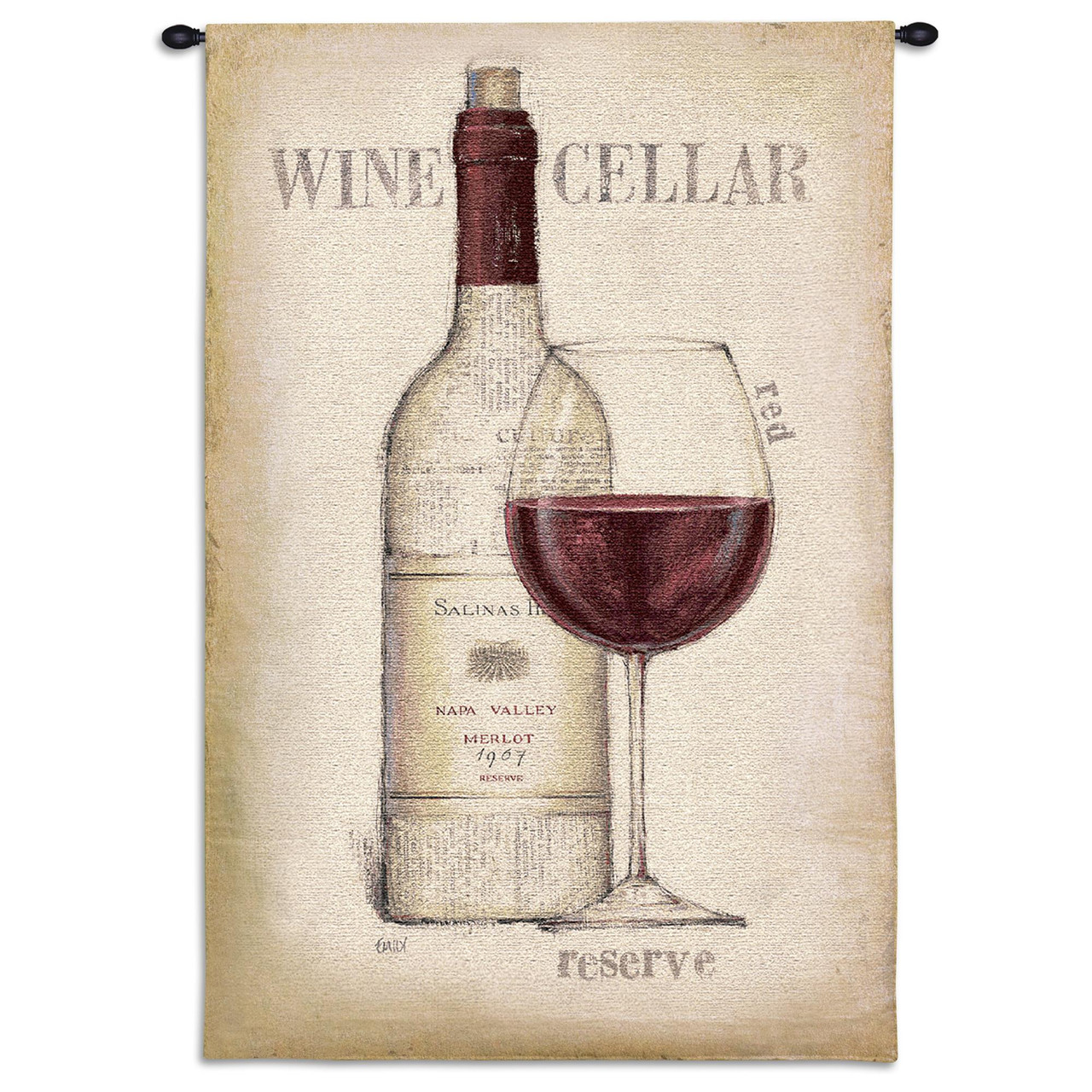 Wine Cellar Woven Tapestry Wall Art Hanging Minimal Red Wine