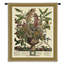 January Botanical by Robert Furber | Woven Tapestry Wall Art Hanging | Twelve Months of the Year in Flowers Horticulture Artwork | 100% Cotton USA Size 34x26 Wall Tapestry
