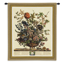 February Botanical by Robert Furber | Woven Tapestry Wall Art Hanging | Twelve Months of the Year in Flowers Horticulture Artwork | 100% Cotton USA Size 34x26 Wall Tapestry