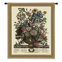 June Botanical by Robert Furber | Woven Tapestry Wall Art Hanging | Twelve Months of the Year in Flowers Horticulture Artwork | 100% Cotton USA Size 34x26 Wall Tapestry