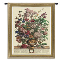 July Botanical by Robert Furber | Woven Tapestry Wall Art Hanging | Twelve Months of the Year in Flowers Horticulture Artwork | 100% Cotton USA Size 34x26 Wall Tapestry