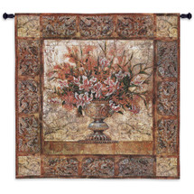 Floral Tapestry | Woven Tapestry Wall Art Hanging | Large Intricate Floral Decorative Urn Centerpiece | 100% Cotton USA Size 53x53 Wall Tapestry